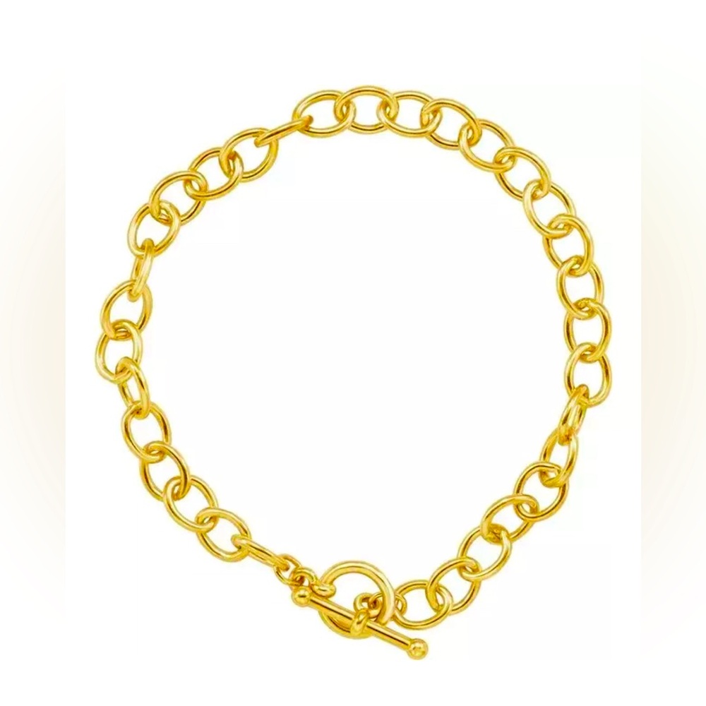 18k Yellow Gold Plated Toggle 7” Long 6mm Width Bracelet Top Quality Gift Item